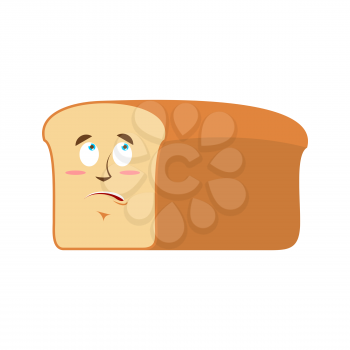 Bread Surprised Emoji. piece of bread astonished emotion isolated