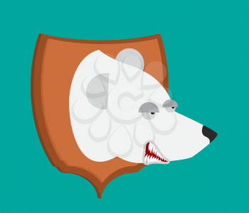 Polar Bear hunter trophy. Head is northern predator on shield. Scarecrow Wild Beast