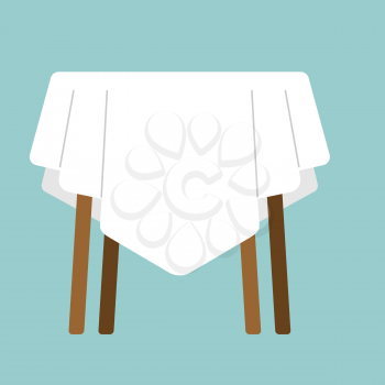 table with tablecloth isolated. Furniture on white background
