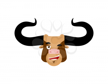 bull winks. Good buffalo head. Cute Minotaur