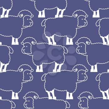 Sheep pattern. ewe ornament. Flock of sheeps. Farm animal background. Texture for baby cloth
