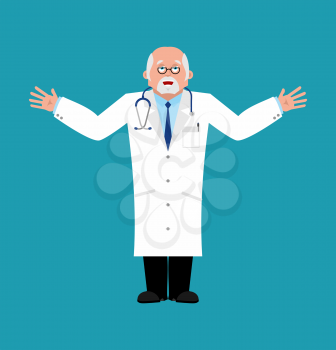 Doctor happy. Physician merry cheerful. Vector illustration
