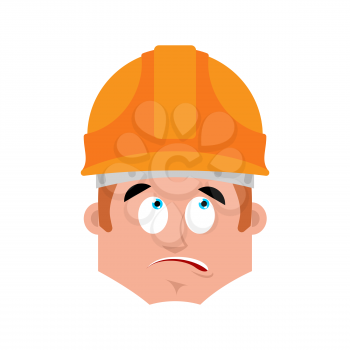 Builder surprised emotion avatar. Worker in protective helmets astonished emoji face. Vector illustration