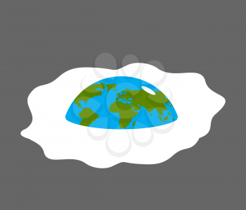 Earth fried egg. Planet is scrambled eggs. Political Vector Illustration