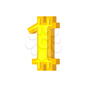 1 numeral bitcoin font. One numeric Crypto currency alphabet. Lettering virtual money. Vector illustration