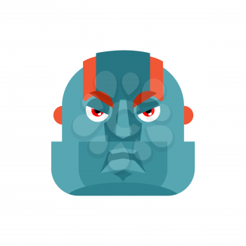 Robot angry emoji. Cyborg evil emotions avatar. Robotic man aggressive. Vector illustration
