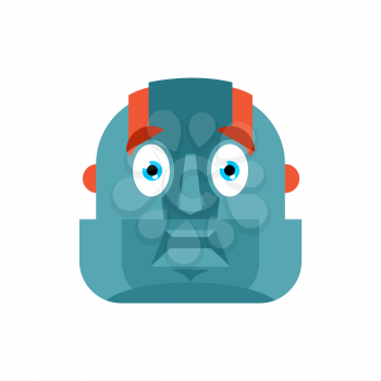 Robot scared OMG avatar. Cyborg Oh my God emoji. Frightened Robotic man. Vector illustration