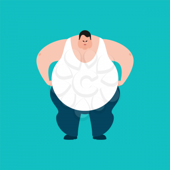 Fat angry. Stout guy evil emoji. Big man aggressive. Vector illustration