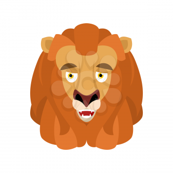 Lion happy emoji avatar. Wild animal merry emotion. Joyful beast. Vector illustration