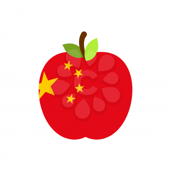 Apple China flag. Chinese National Fruit. Vector illustration
