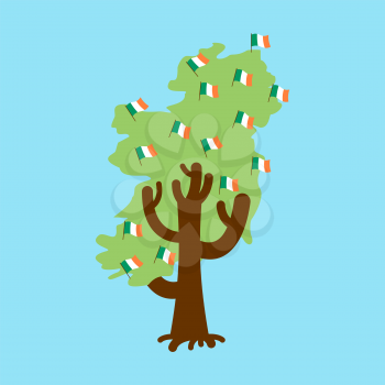Patriotic tree Ireland map. Irish flag. National political Plant. Vector illustration
