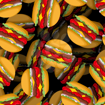 Burger pattern. hamburgers background. fast food texture. Vector illustration
