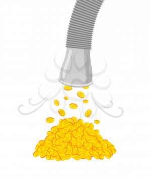 Extraction of bitcoins. tap is pouring Mining profit. Vector illustration

