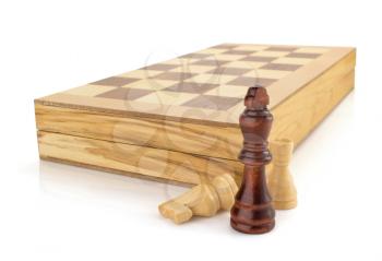 chess figures and board isolated at white background