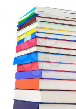 pile of new books isolated on white background