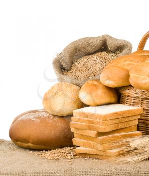 bread and bakery products isolated on white background