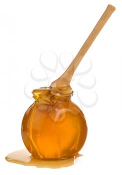 jar of honey isolated on white background