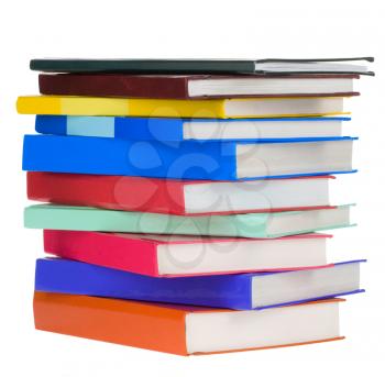 pile of new books isolated on white background