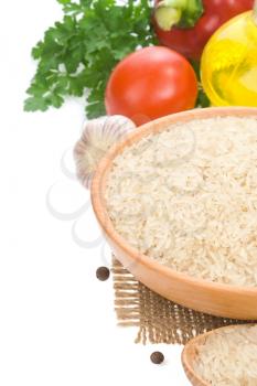 rice and food ingredient isolated on white background