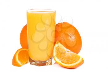 juice and orange on white