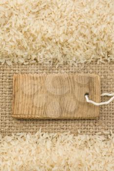 rice grain and sack burlap as background texture
