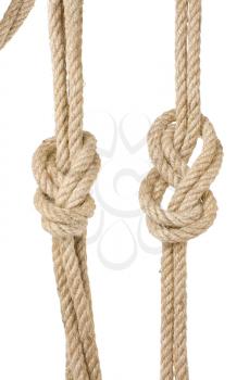 ship ropes with a knot isolated on white background