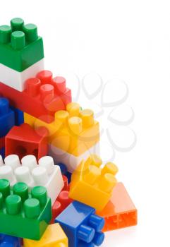 colorful construction bricks isolated on white background