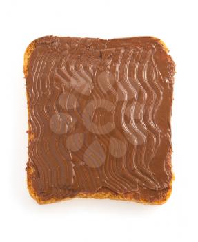 bread and sweet chocolate hazelnut isolated on white