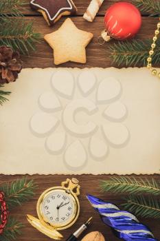 christmas decoration on wood background