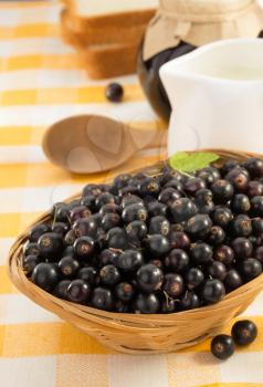 black currants in bowl on table