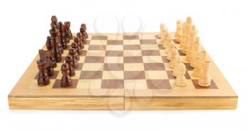 chess figures on board isolated at white background