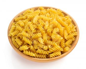fusilli pasta isolated on white background