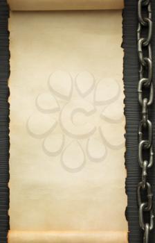 metal chain on wooden background