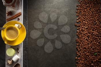 cup of coffee and beans background