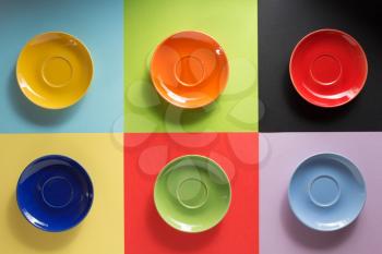 empty plate at abstract colorful background