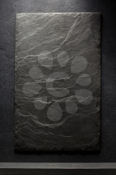 slate stone and shelf  on black background