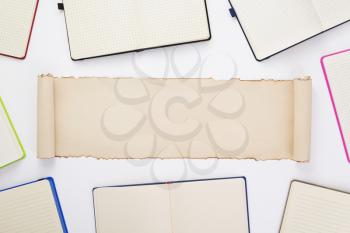 paper notebook and note pad at white background