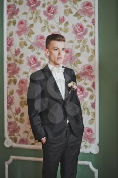 Portrait of the young groom.