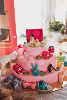 Cake with characters from childrens cartoons.