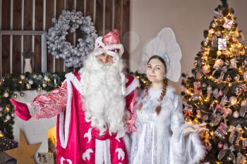 Entertainers in Christmas costumes ready to entertain the children.