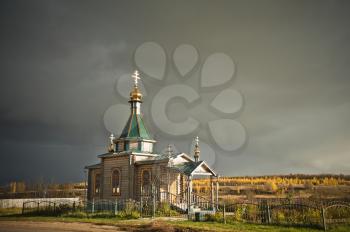 Orthodox wooden Church in the village of Strelka in the Nizhny Novgorod region.