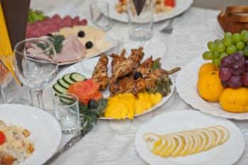 Beautifully laid table at the wedding.