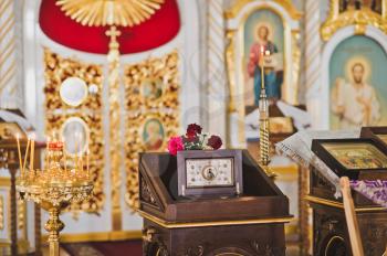 Beautiful interior of the Russian rural Church.