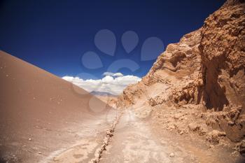 Amphitheatre is beautiful geological formation of Moon Valley in Atacama Desert, Chile