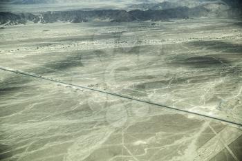 Mysterious Nazca lines on desert in Peru, South America