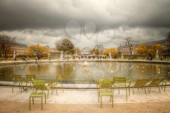 Paris park. Autumn near the Louvre.