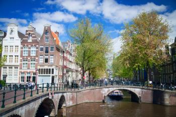 beautiful European capital Amsterdam in the summer. ancient streets and canals.