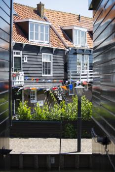Old fishing green cottages on the island of Marken Netherlands

