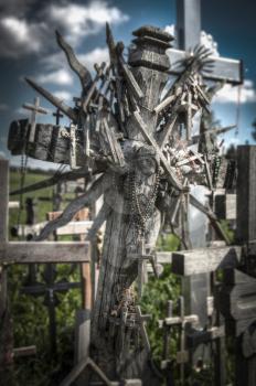 The Hill of Crosses , a famous site of pilgrimage in northern Lithuania.