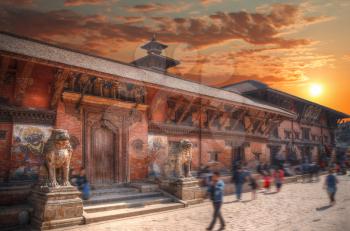 Temples of Durbar Square in Bhaktapur, Kathmandu valey, Nepal.